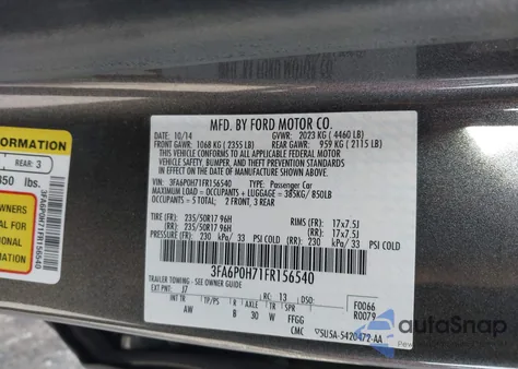 2015 Ford Fusion Se from USA, damaged, VIN 3FA6P0H71FR156540